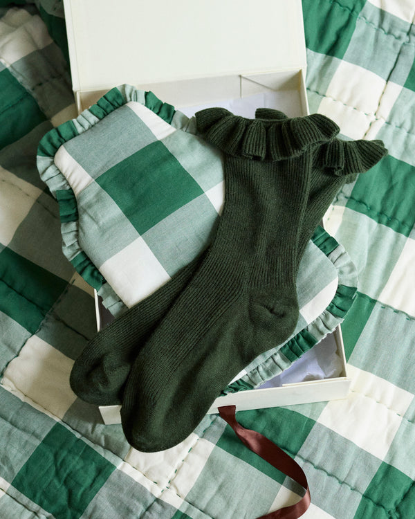 Curl Up In Cashmere Gift Set - Fern Green Gingham
