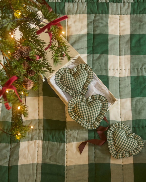 Lavender Heart Set - Fern Green Gingham