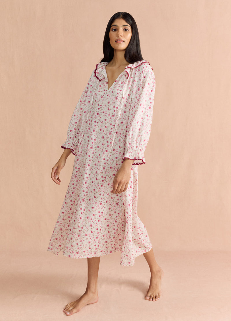 Carey Damson Floral Cotton Twill Nightdress If Only If Nightwear