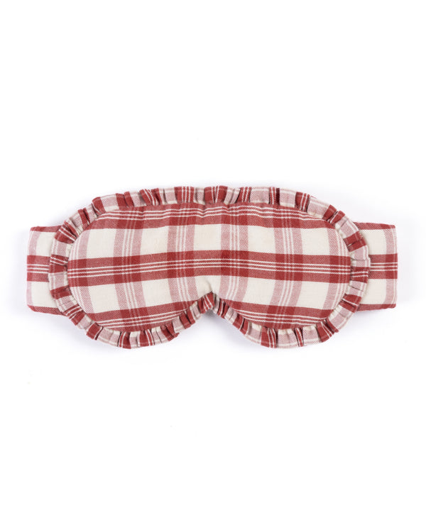 Ruffle Edge Cotton Eye Mask- Vintage Red Tartan