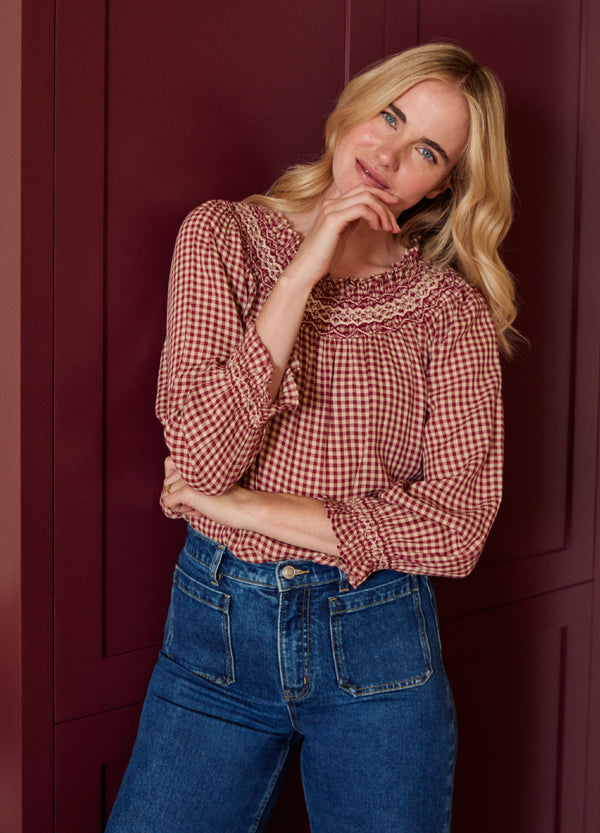 Georgie Blouse - Rust Gingham