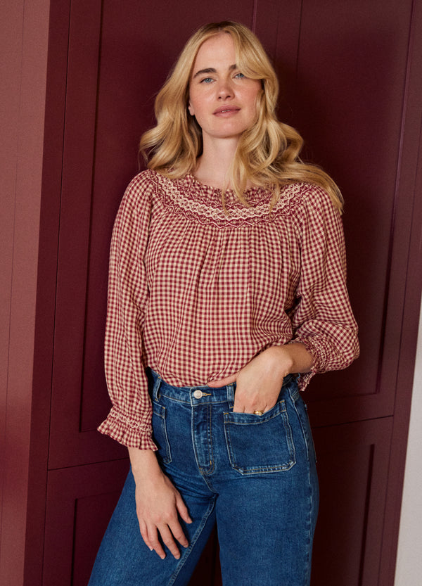 Georgie Blouse - Rust Gingham
