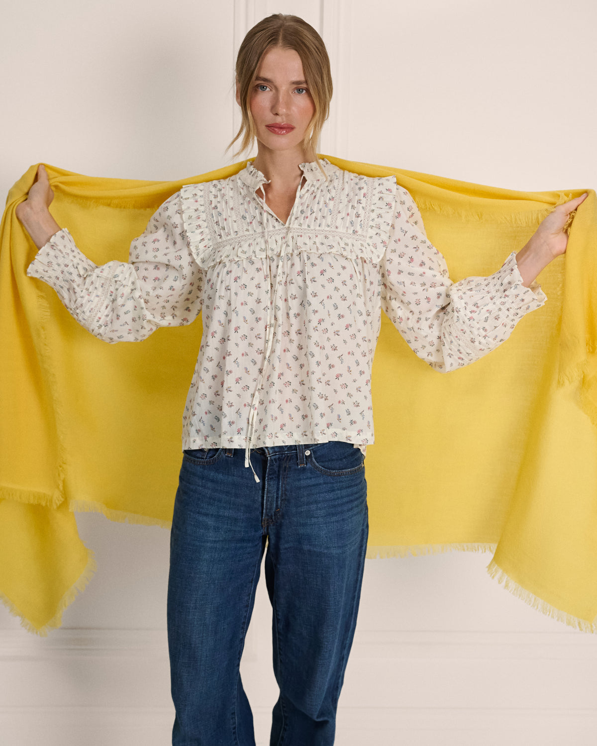 Frayed Edge Cashmere Shawl Honey