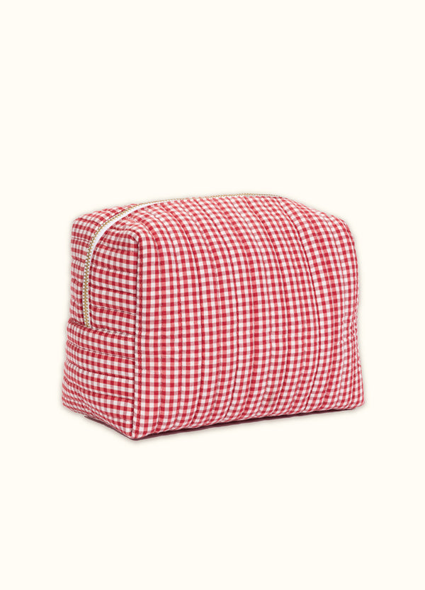 Redcurrant Gingham Makeup Bag - Large