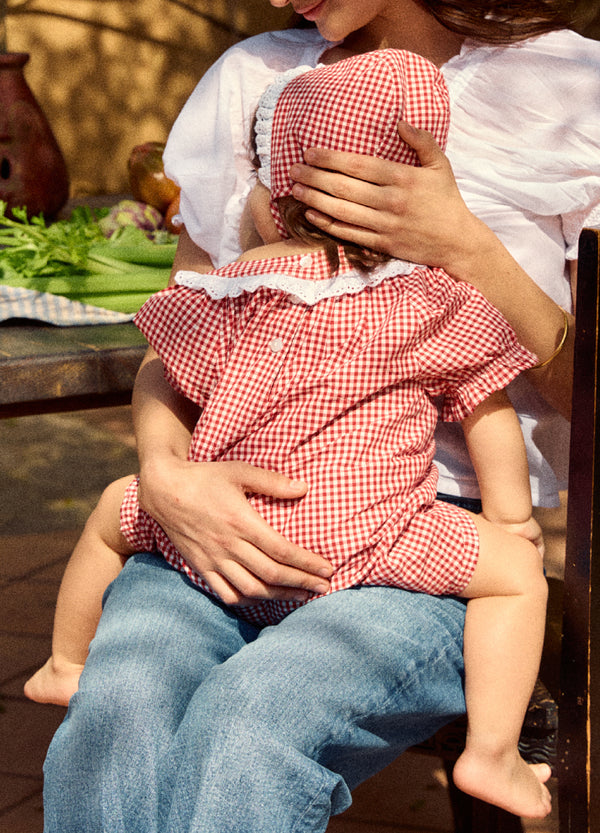 Summer Bonnet Red Gingham