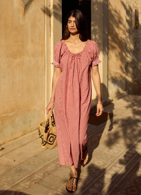 Clover Long - Redcurrant Gingham