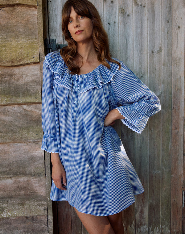 India - Navy Peony Gingham