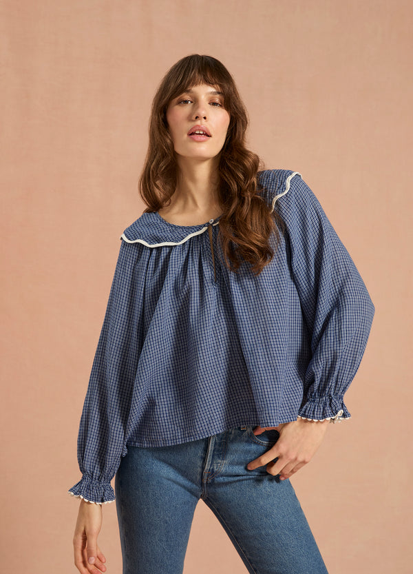 Katharine Blouse - Denim Check