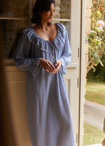 Pandora Navy Organic Cotton Twill Gingham Nightdress If Only If