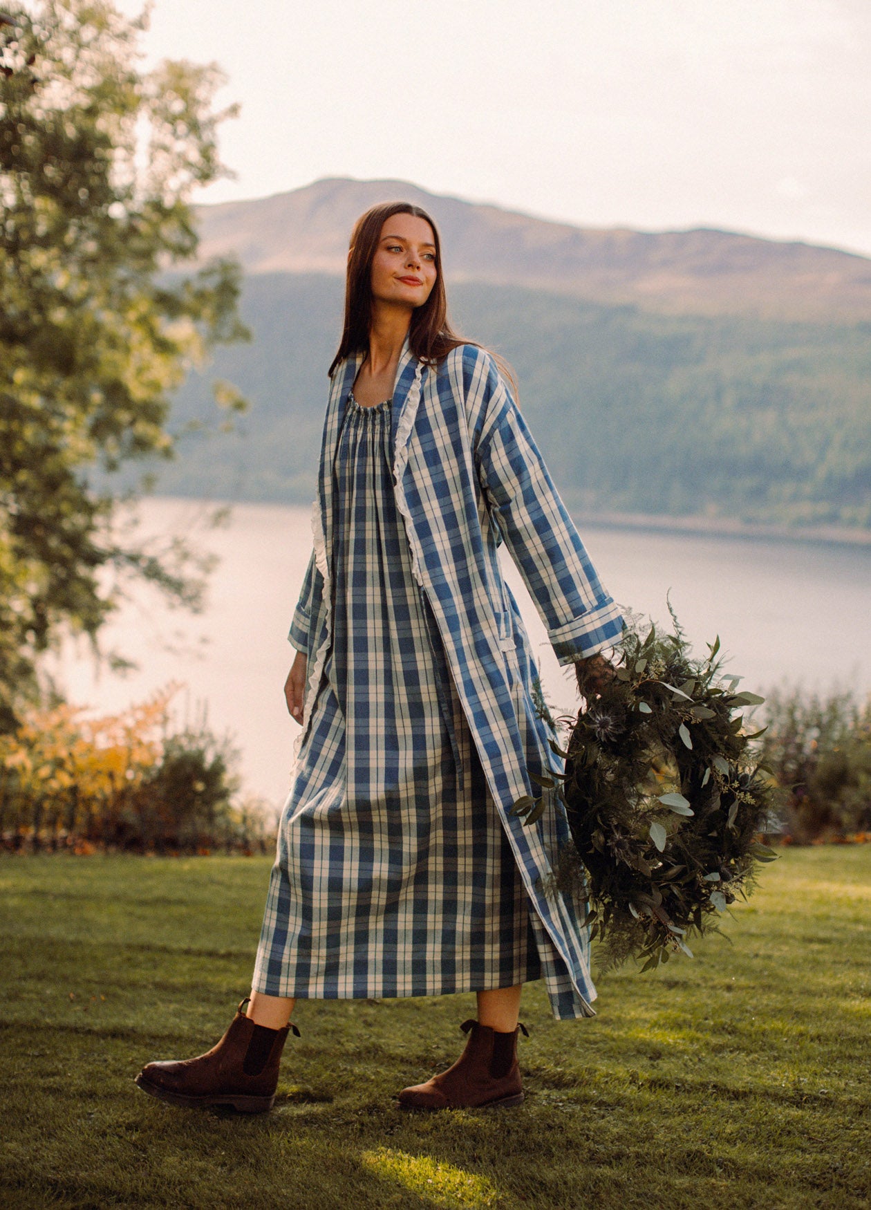 Pippy Dressing Gown - Coronet Blue Tartan