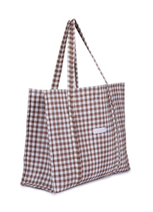 Nicky Beach Bag - Chocolate Gingham