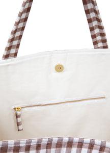 Nicky Beach Bag - Chocolate Gingham